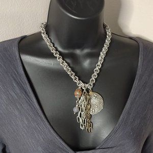 Very Awesome Heavy Metal Necklace Adjustable 17.5 To 20 Inches Long